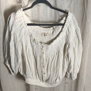 We The Free Cream Smocked Blouse